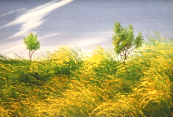 Acrylbild, Feld, landschaft,landscape,Spachteltechnik