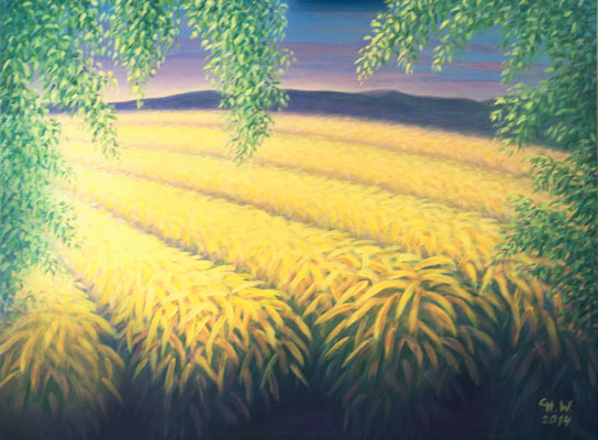 Idun,Landschaftsmalerei,Wien,Felder,Acrylbild